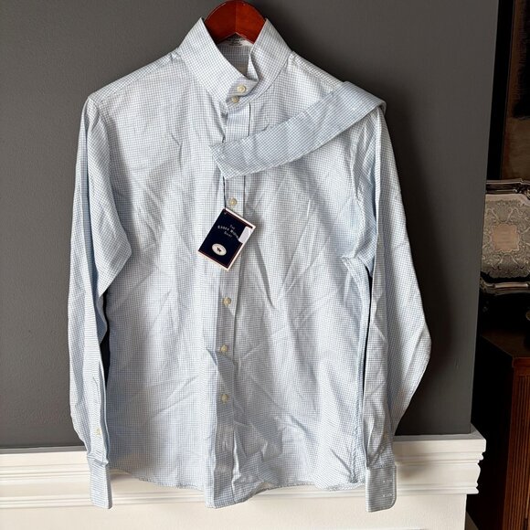 Essex Tops - Essex Signature Collection Riding Show Hunt Shirt Blue Check Cotton Size 38 NWT
